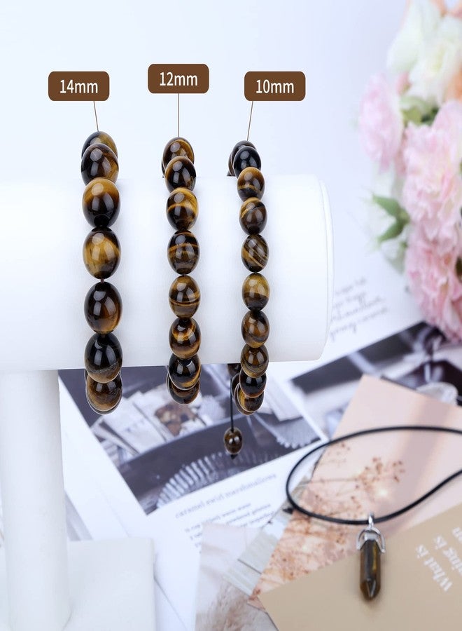 GRMIKBU Handmade Protection Bracelet for Men and Women - 14 mm Adjustable Tiger Eye Bracelet- Chakra Stone Beads Bracelet Bring Luck,Prosperity and Happiness - Image 3